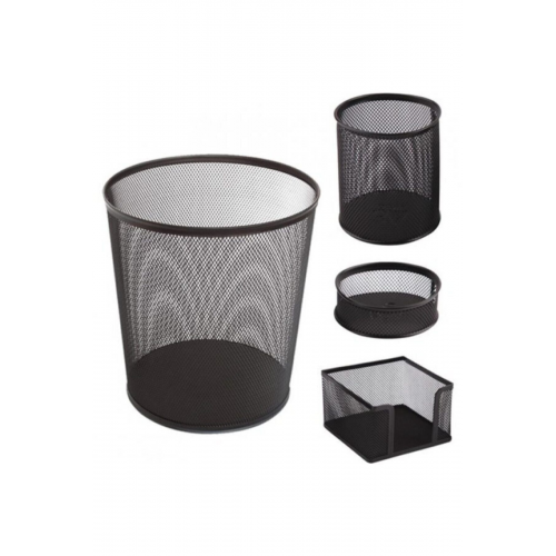 Metal Ofis Seti 4'lü Çöp Kutulu Glb001 Fx