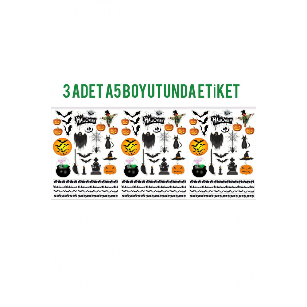 3 Sayfa Holloween Etiket Cadılar Bayramı Beyaz Zeminli Tt Sticker Bddn