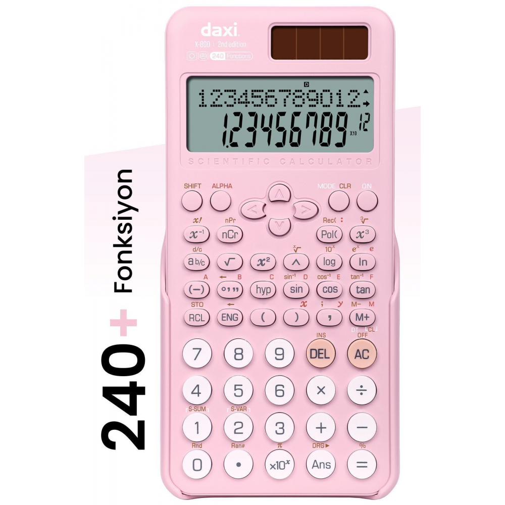 X-800 Yeni Nesil 240 Fonksiyonlu Bilimsel Hesap Makinesi, Pastel Pembe