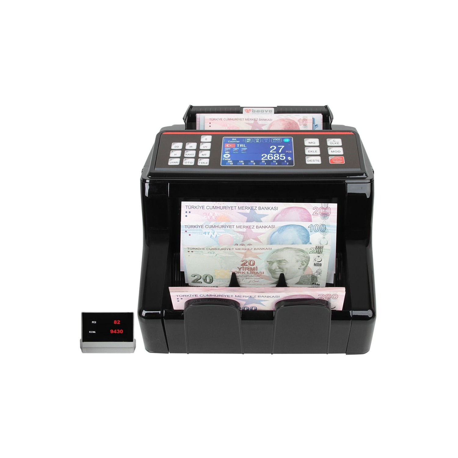 Gb8200 Karışık Para Sayma Makinesi - Tl - Euro - Usd - Türkçe Sesli Uyarı Müşteri Ekranı
