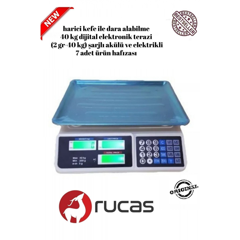 Market Pazarcı Manav Ve Kasap Terazisi 40 Kg Kapasiteli Elektronik Dijital Bakkal Tartısı