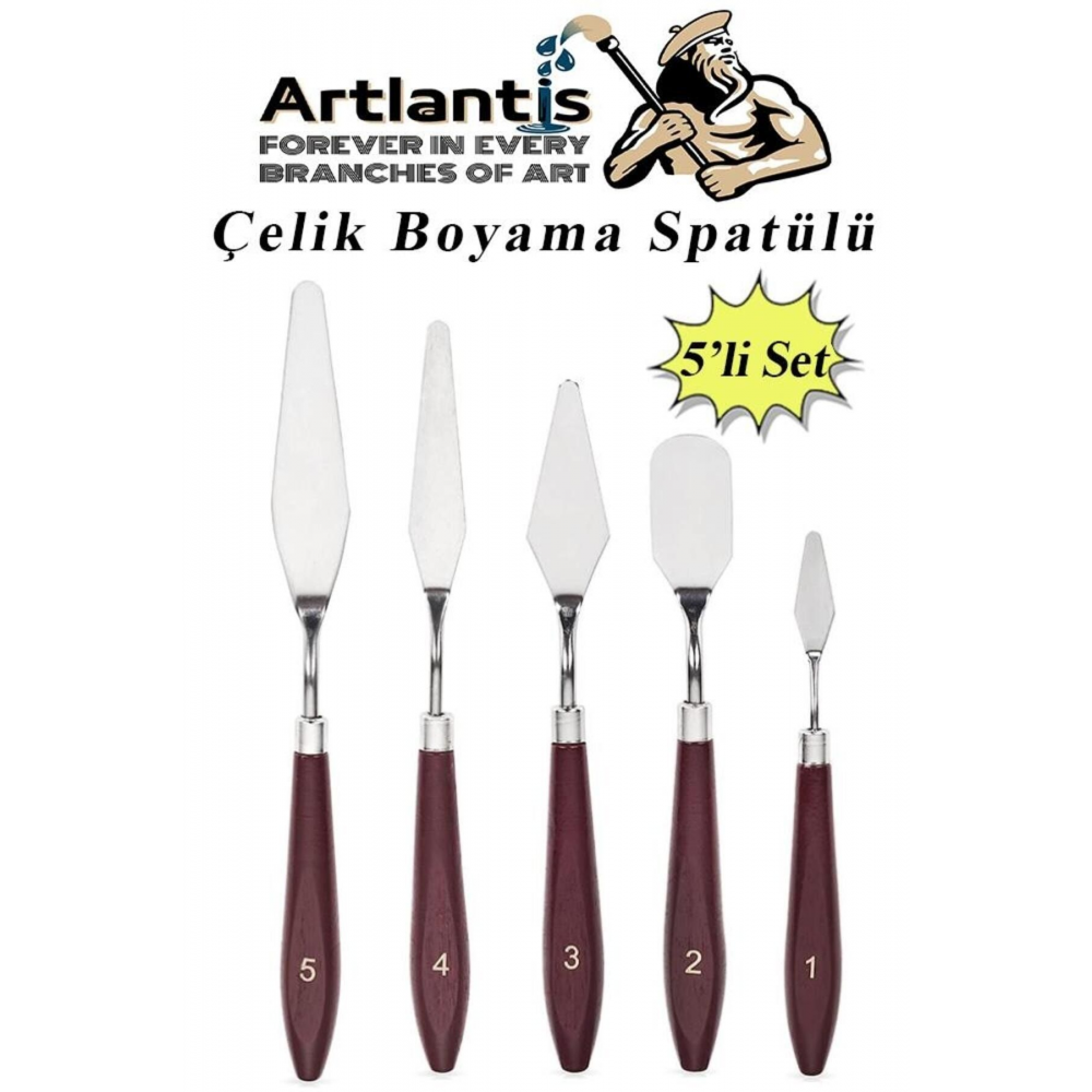 Çelik Spatül 5 Li Set Resim Ve Heykel Çelik Spatula Esnek Çelik Palet Bıçağı Pasta Spatulası 1 Paket