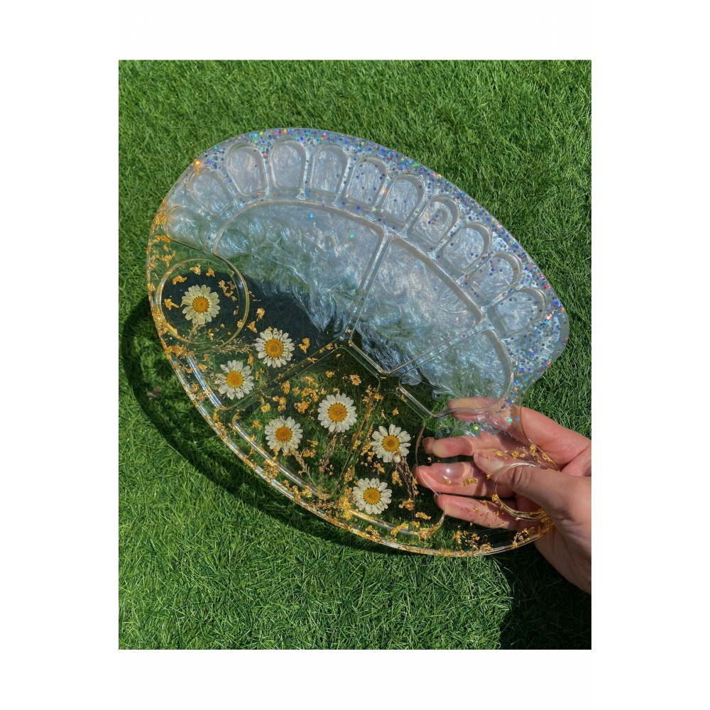 Gerçek Kurutulmuş Papatyadan Özel Tasarım Boya Paleti / Resim Paleti, Hediyelik