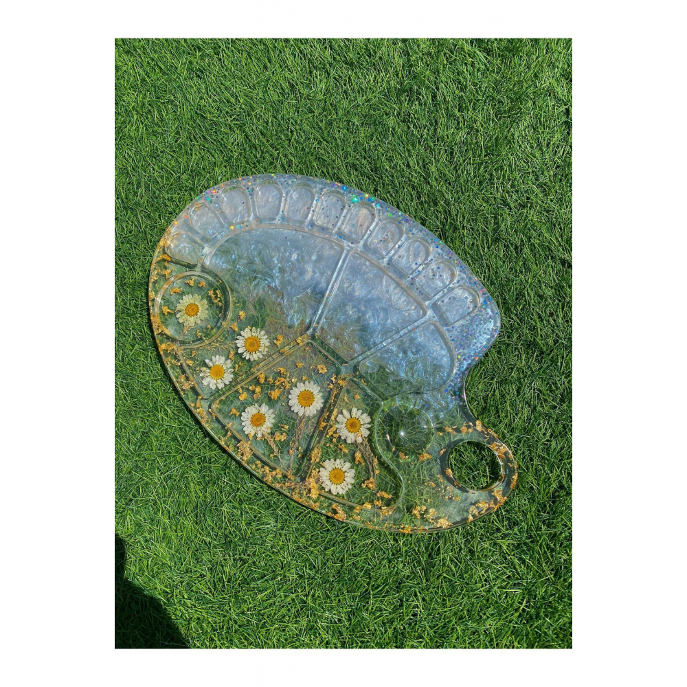 Gerçek Kurutulmuş Papatyadan Özel Tasarım Boya Paleti / Resim Paleti, Hediyelik