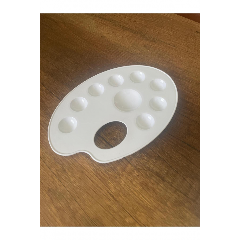 RESİM PALETİ  beyaz 9 gözlü plastik palet