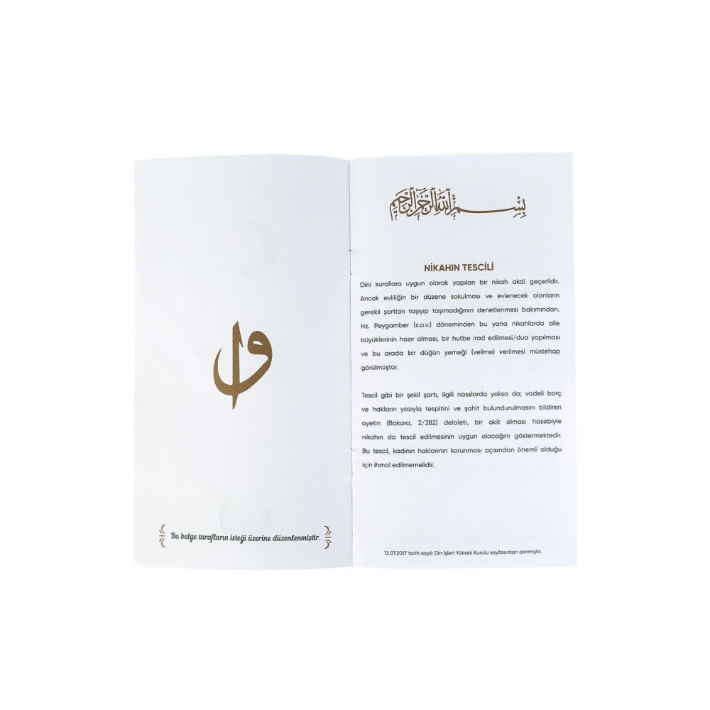 Nikah Akdi Hatıra Cüzdanı 10 Sayfa/54 Farzlı