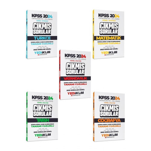 Yediiklim KPSS 2024 Ortaöğretim Ön Lisans Konularına Göre Düzenlenmiş Tamamı Çözümlü Çıkmış Sorular