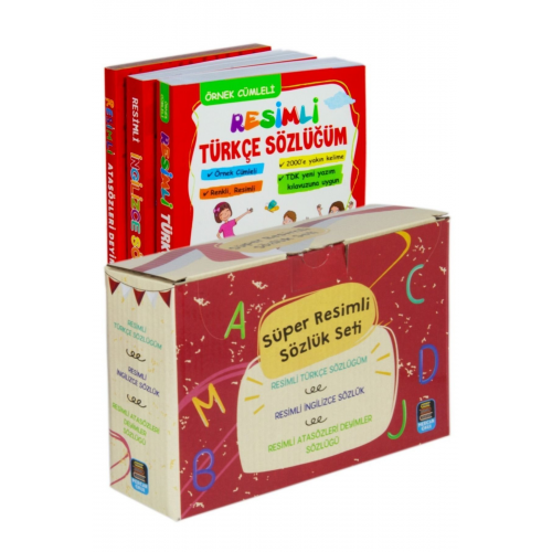 Resimli Türkçe Ingilizce Ve Atasözleri Deyimler Sözlükleri - 3 Kitap Set Tdk Uyumlu