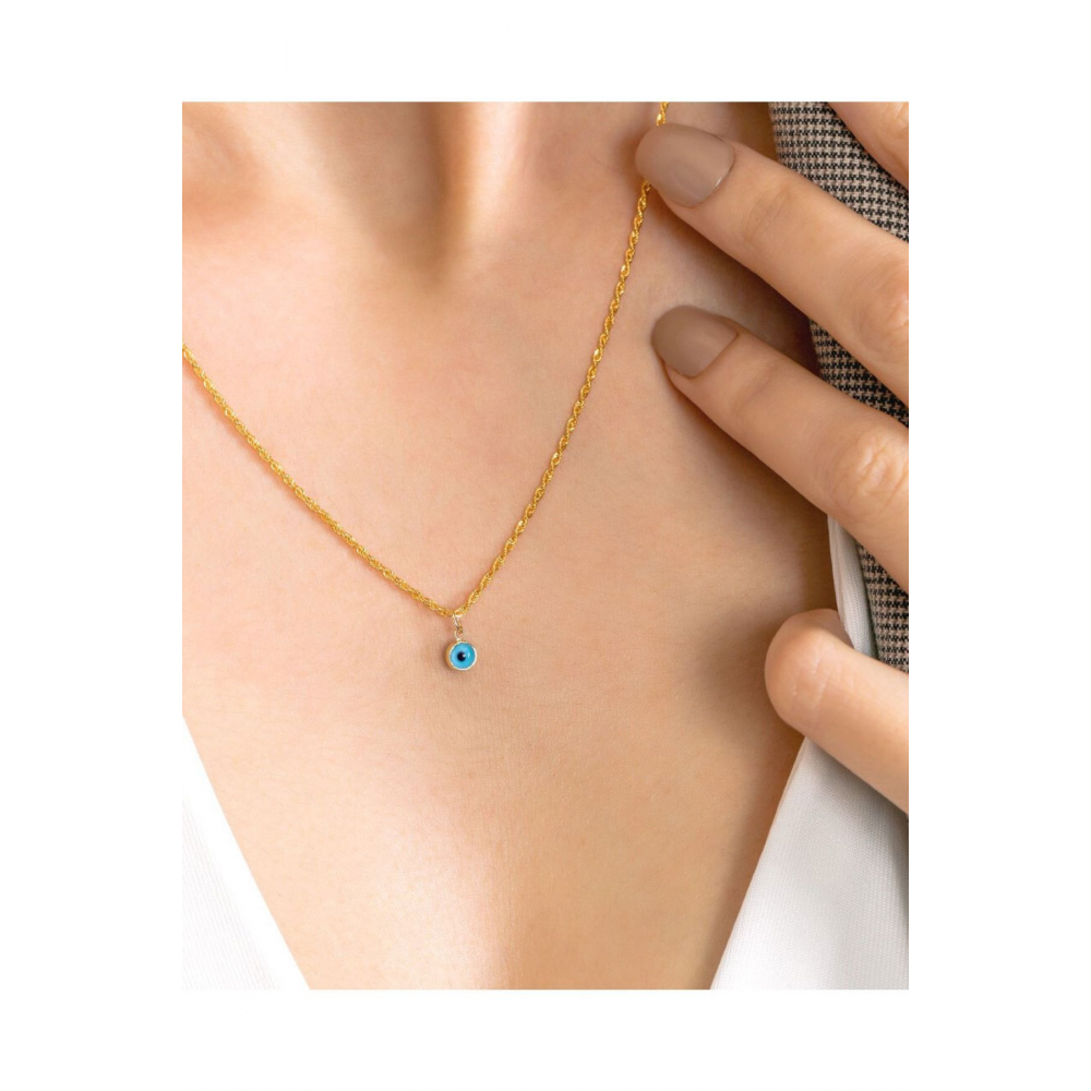 14 Ayar Altın Mavi Göz Boncuk Kolye Ucu