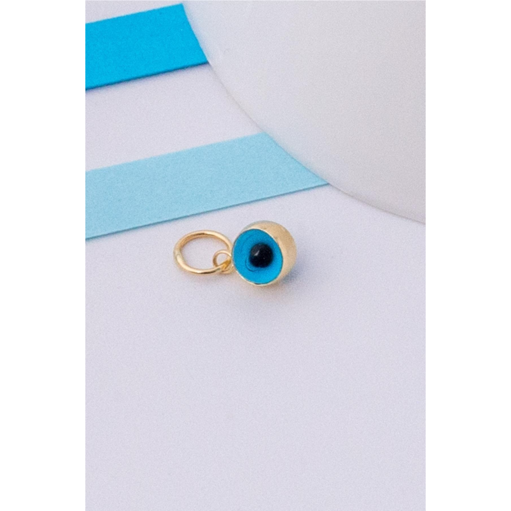 14 Ayar Altın Mini Mavi Göz Boncuk Kolye Ucu