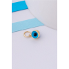 14 Ayar Altın Mini Mavi Göz Boncuk Kolye Ucu