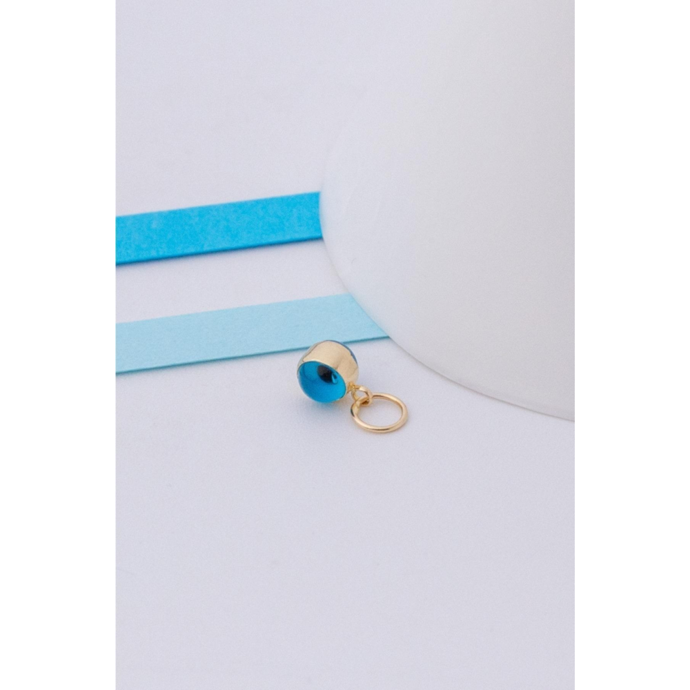 14 Ayar Altın Mini Mavi Göz Boncuk Kolye Ucu