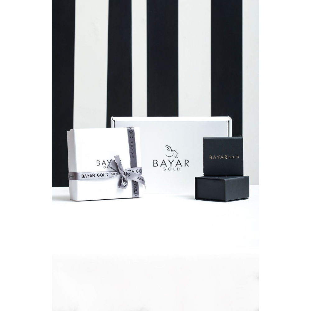 14 Ayar Altın S Harfli Altın Kafesli Mavi Boncuk