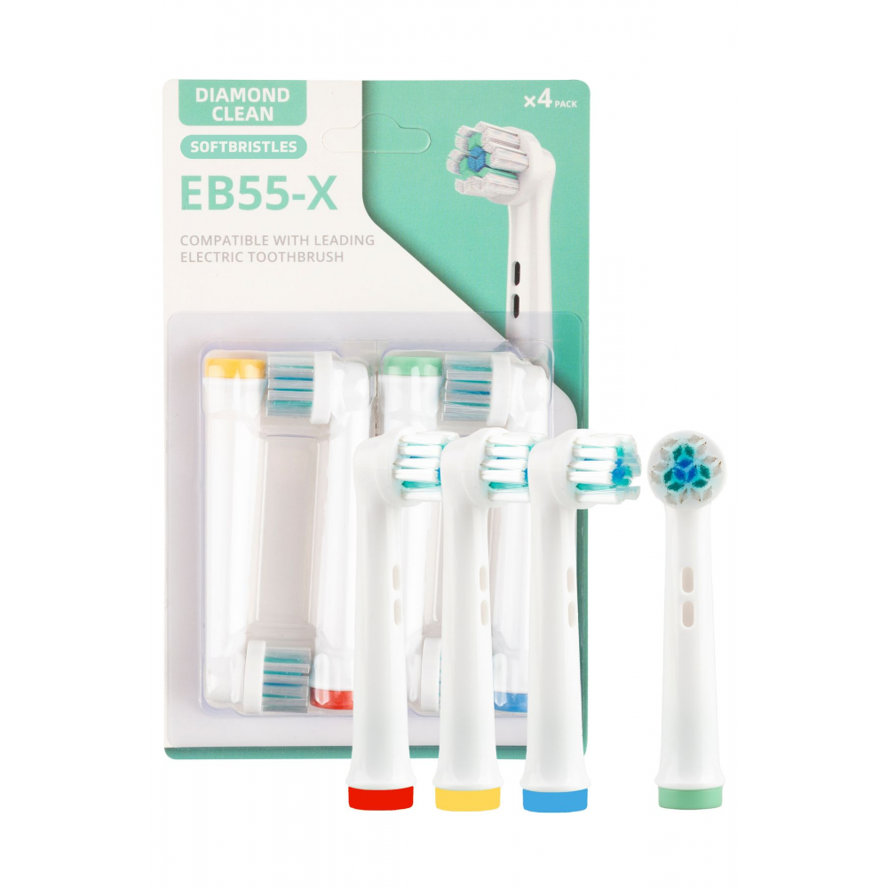 4lü Diamond Cleaning Eb55-x Oral-b Şarjlı Ve Pilli Diş Fırçası Uyumlu 4 Adet Yedek Başlık