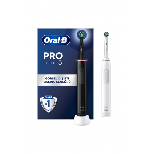 Pro 3 - 3900 - Siyah Beyaz 2'li Şarj Edilebilir Diş Fırçası Seti