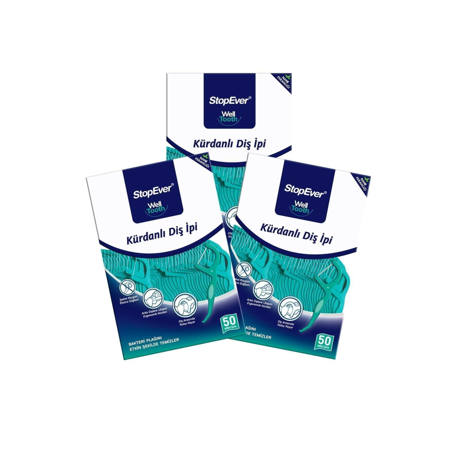 Well Tooth Kürdanlı Diş Ipi - Nane Ferahlığı - 3x50 Adet