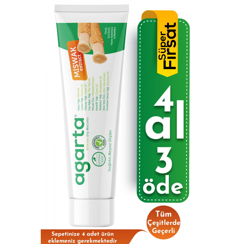 Doğal Misvak Özlü Florürsüz Beyazlatıcı Diş Macunu 100 Ml/130 gr