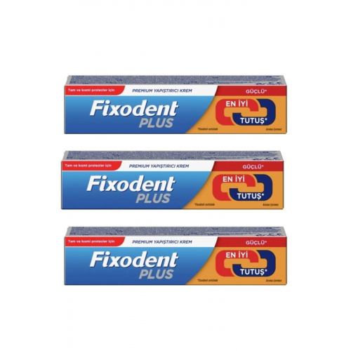 Fıxodent Plus 40 G Diş Protez Yapıştırıcı Krem 3'lü Paket