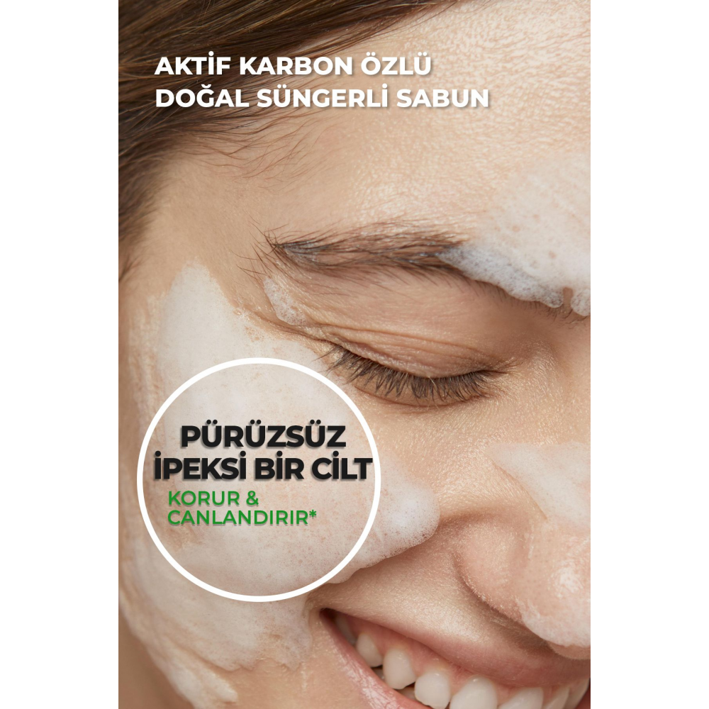 Aktif Karbon Özlü Doğal Süngerli Sabun 130 gr