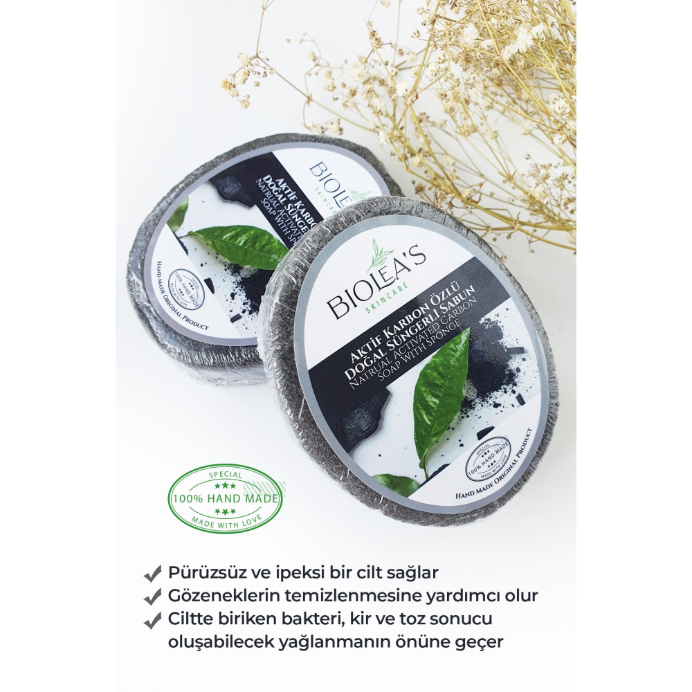 Aktif Karbon Özlü Doğal Süngerli Sabun 130 gr