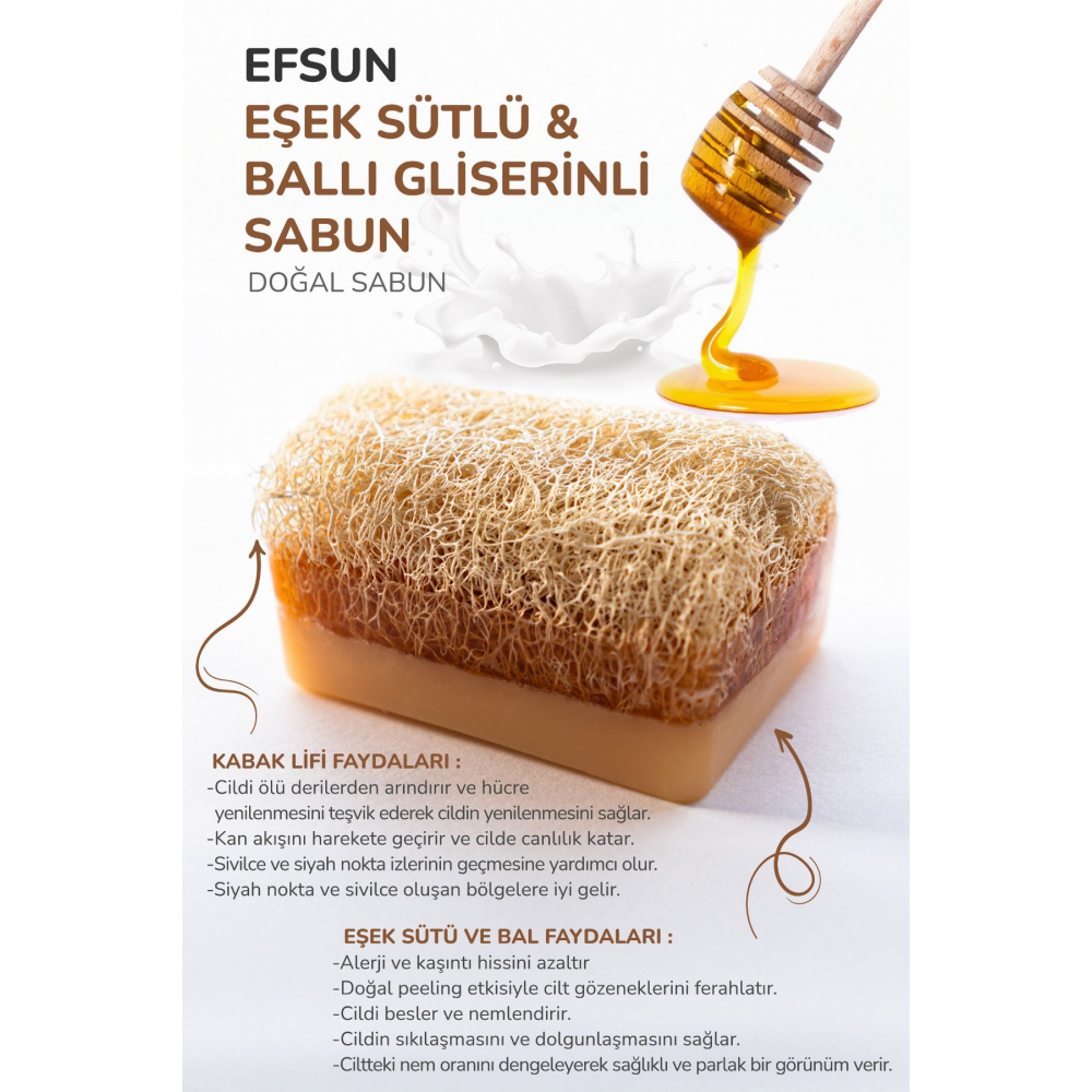 Doğal Kabak Lifli El Yapımı 2'li Eşek Sütü Ballı Aloe Vera Sabunu Premium Set