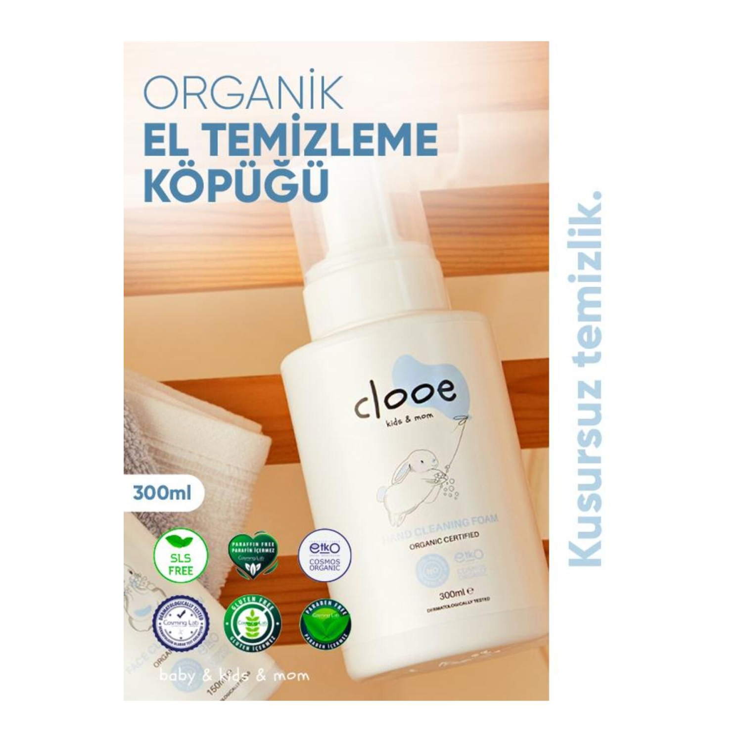 Organik El Temizleme Köpüğü (300ML) - Çocuk & Yetişkin - Yaban Mersini, Aloe Vera, Meyan Kökü