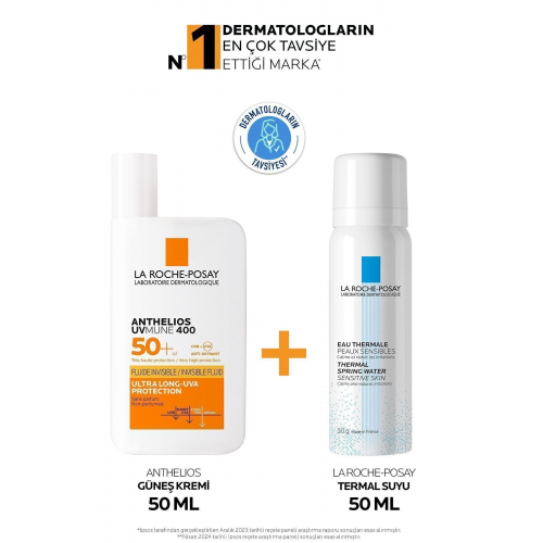 Güneş Koruyucu Cilt  Bakım Seti: Anthelios Uvmune Yüz Güneş Kremi 50ML&Termal Su 50ML
