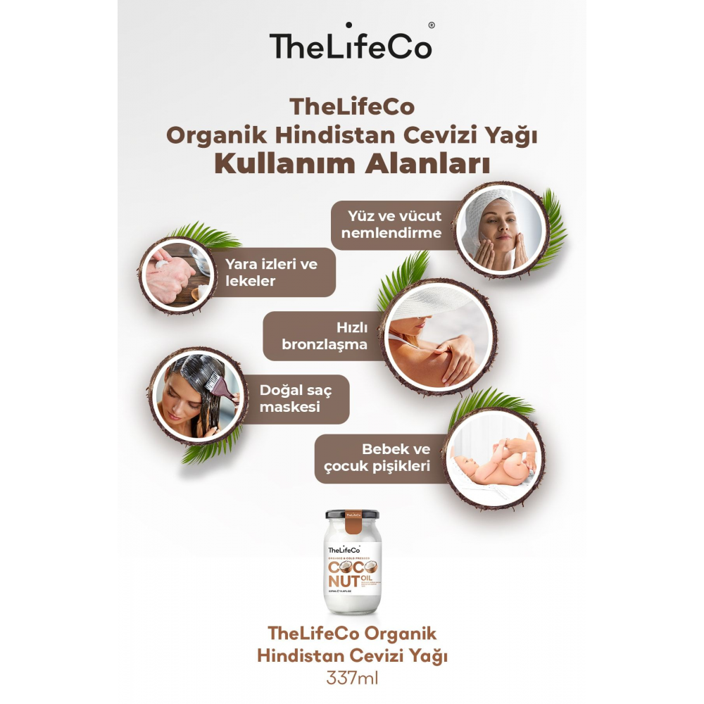 Organik, Soğuk Sıkım Hindistan Cevizi Yağı 337 Ml (vegan)