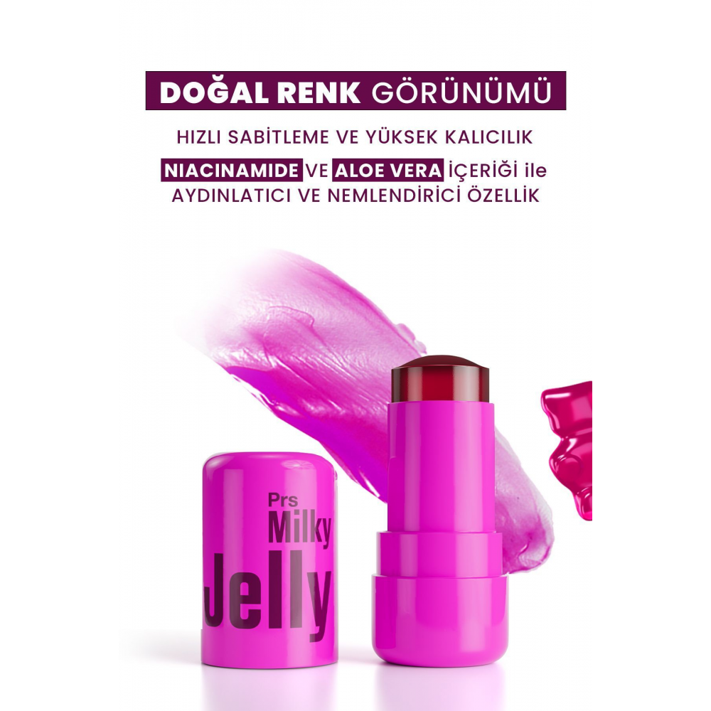 Milky Jelly Doğal Görünüm Dudak ve Yanak Renklendirici Allık Böğürtlen (Berry) 5 GR