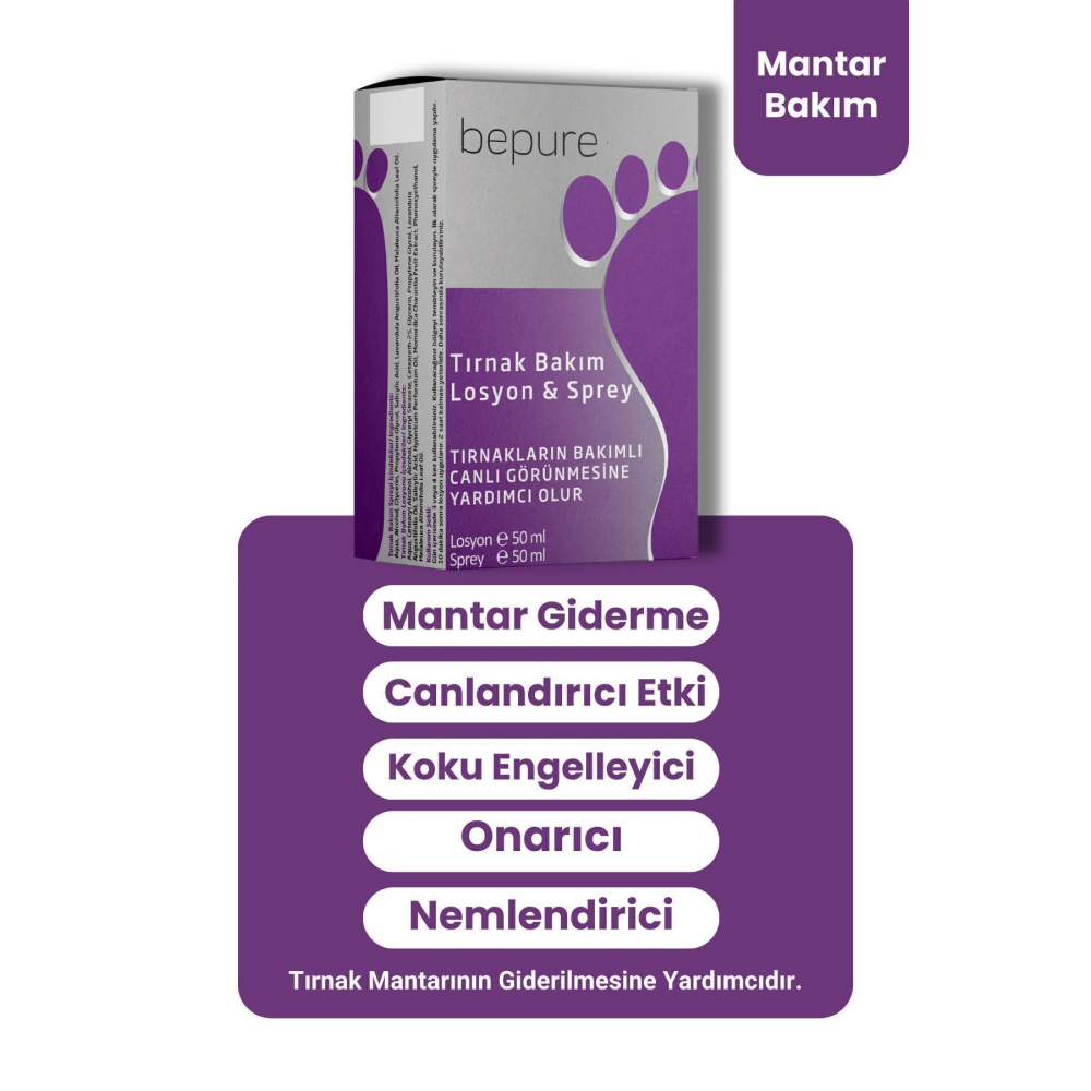 Ayak Ve Tırnak Mantarı, Kaşıntı Ve Koku Için Losyon & Sprey Seti 100 ml (50ML LOSYON 50ML SPREY)