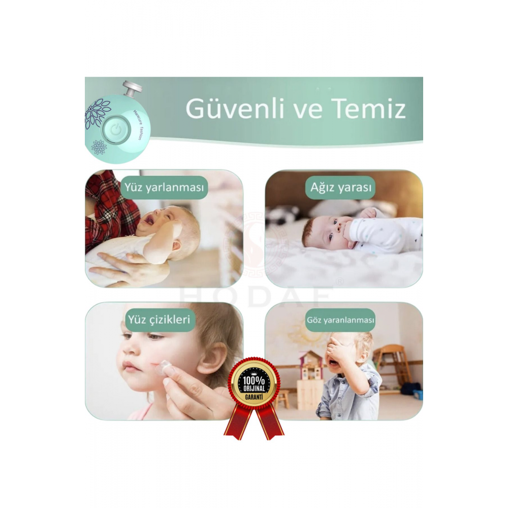 Yenidoğan Bebek/Çocuk ve Yetişkin Pilli Tırnak Kesme Törpüleme Makinası Manikür Set 6 Başlıklı