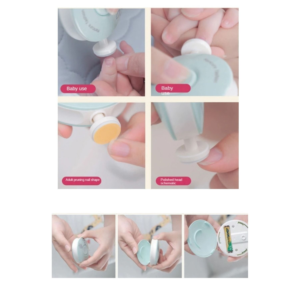 Yenidoğan Bebek Tırnak Törpüsü Pilli 6 Başlıklı Çocuk Tırnak Parlatıcı Tırnak Makası Manikür Seti