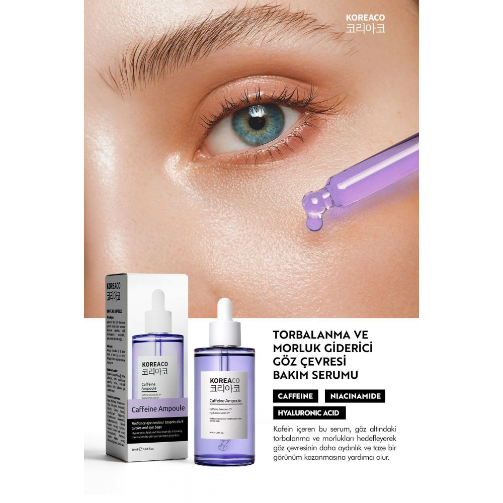 Caffeine Ampoule Gözaltı Torba & Koyu Halka Karşıtı