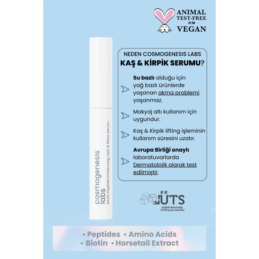 Güçlendirici Besleyici Su Bazlı Kaş Kirpik Serumu 3ml Vegan Doğal Içerik Dolgun Görünüm (1% BİOTİN)