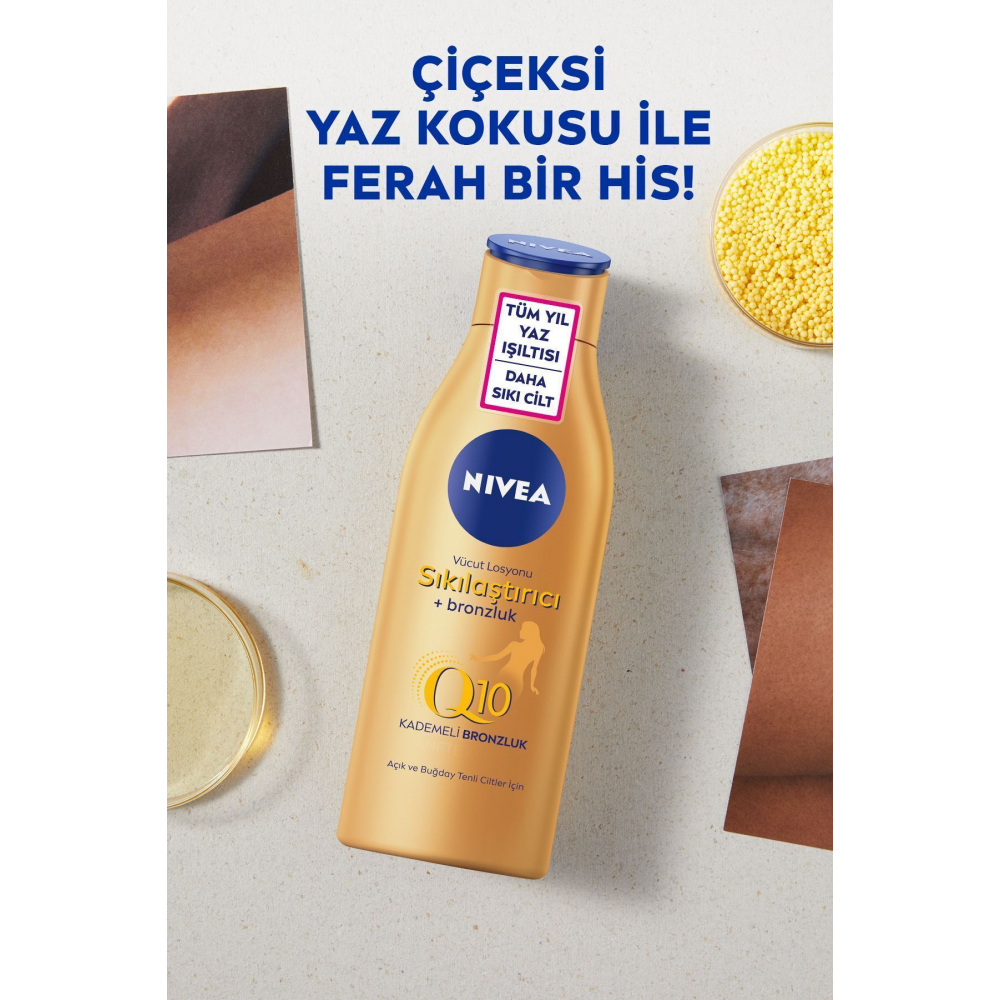 Q10 Sıkılaştırıcı ve Bronzlaştırıcı Vücut Losyonu 200ml, Kademeli Bronzluk, 10 Günde Sıkılaş