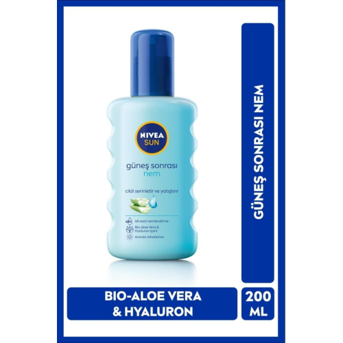 Sun Nemlendirici Güneş Sonrası Spreyi 200ml, Aloe Vera Özlü, Anında Rahatlama, Hyaluron