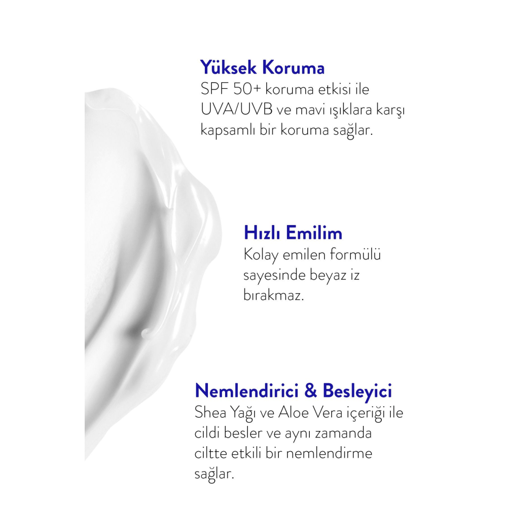 Yüksek Koruma, Leke Karşıtı Spf 50 Yüz & Vücut Güneş Kremi 150 ml (SHEA YAĞI & ALOE VERA)