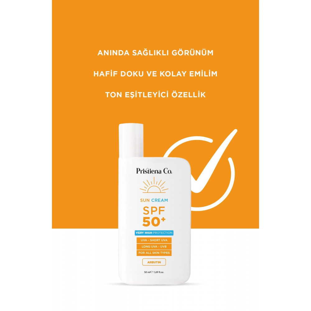 SPF 50+ Arbutinli Tüm Cilt Tipleri İçin Yüz Güneş Kremi 50 ML