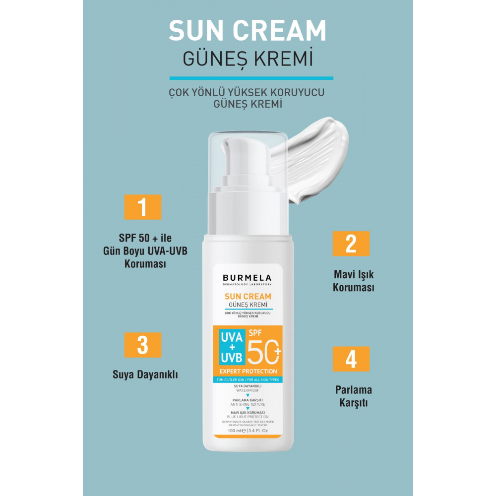 Spf + 50 Tüm Ciltler için Mineralli Yüz ve Vücut Güneş Kremi 100 ml