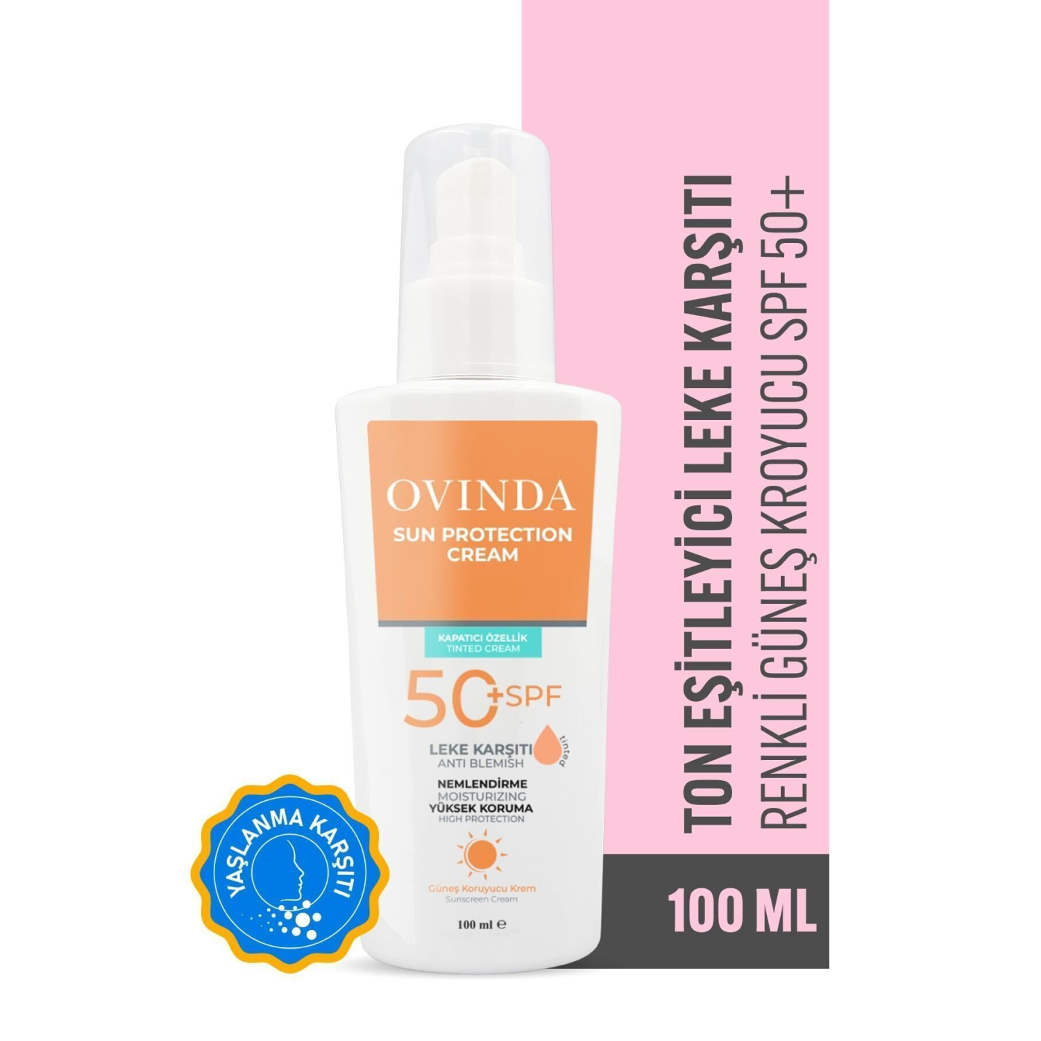 Yüksek Korumalı Leke Karşıtı Ve Cilt Tonu Eşitleyici Spf 50 Renkli Tinted Güneş Kremi 100 ml