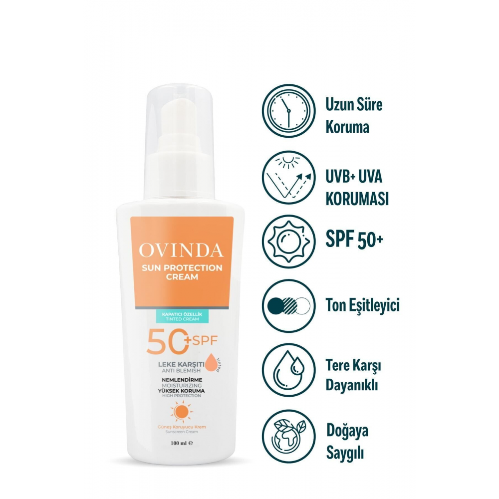 Yüksek Korumalı Leke Karşıtı Ve Cilt Tonu Eşitleyici Spf 50 Renkli Tinted Güneş Kremi 100 ml