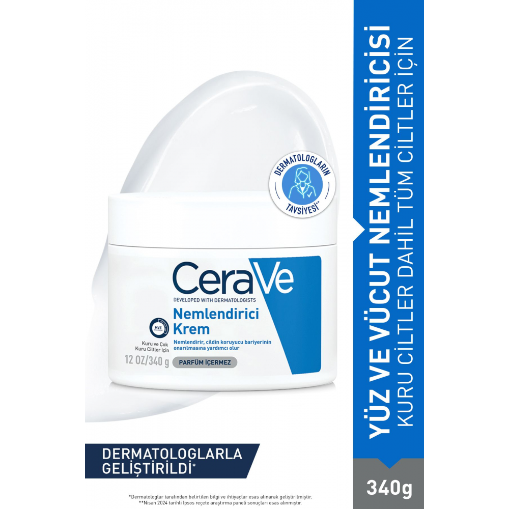 Nemlendirici Yüz Ve Vücut Kremi-Kuru Ciltler İçin Seramid Ve Hyalüronik Asit İçerikli 340gr