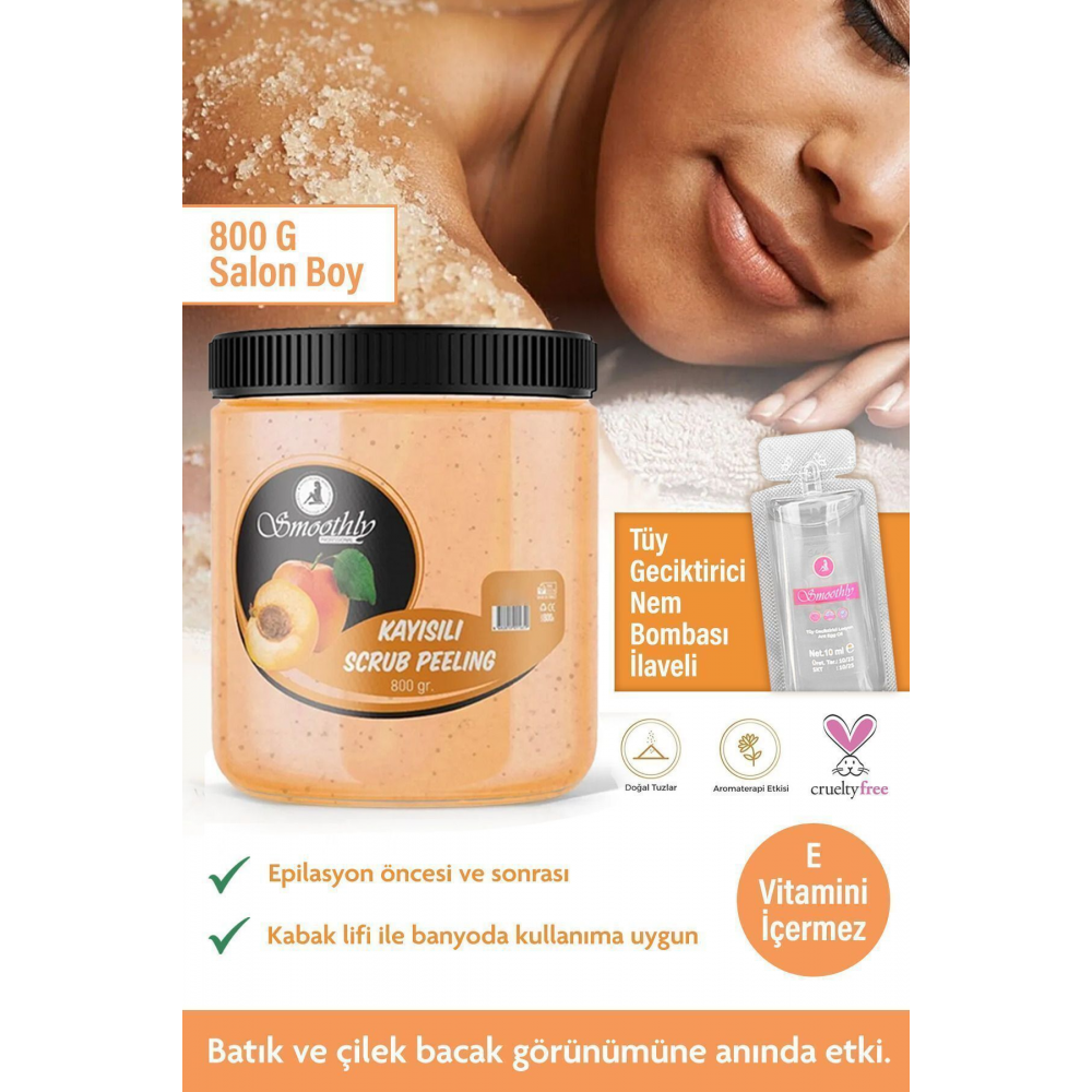 Kayısı Peeling 800 G. Epilasyon Sonrası Vücut Peelingi Batık & Çilek Bacak Onarıcı