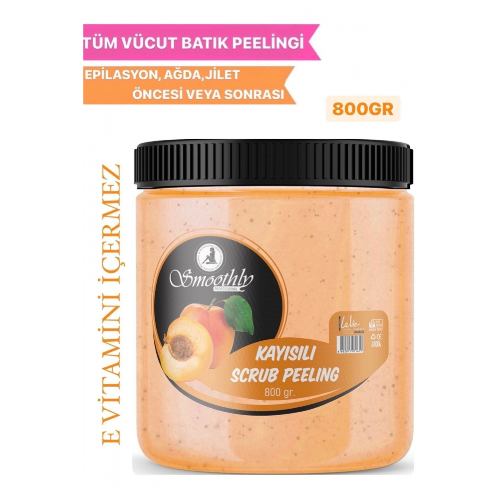 Kayısı Peeling 800 G. Epilasyon Sonrası Vücut Peelingi Batık & Çilek Bacak Onarıcı