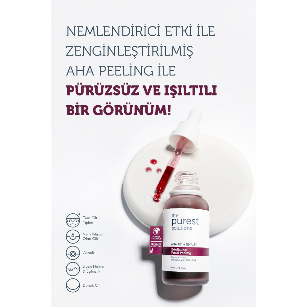 Aha & Bha Canlandırıcı & Cilt Tonu Eşitleyici Kırmızı Peeling Cilt Serumu 30 Ml (aha 10% + Bha 2%)