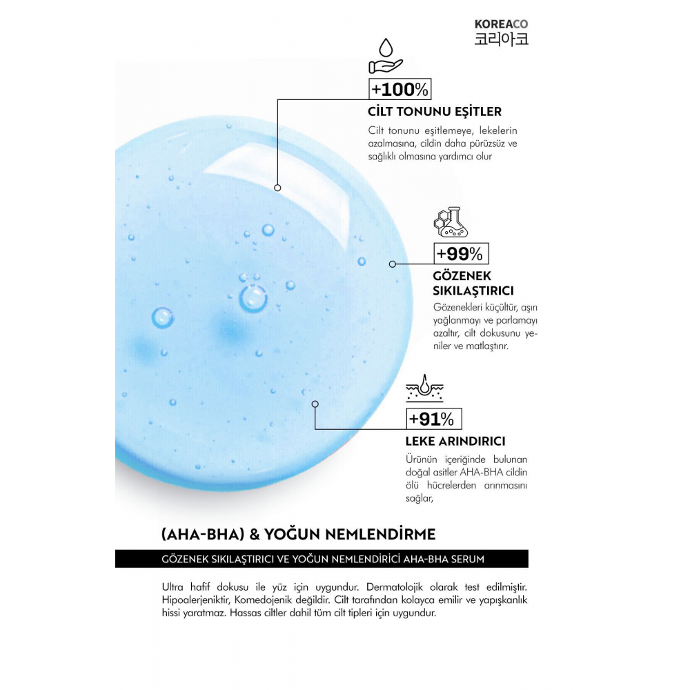 Aha & Bha Canlandırıcı & Gözenek Sıkılaştırıcı Ve Nemlendirici (AHA%10-BHA%2) Ampoule