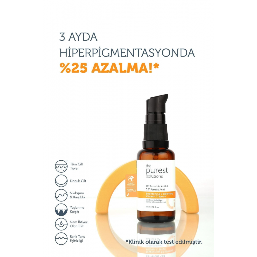 C Vit Aydınlatıcı Ve Ton Eşitleyici Bakım Serumu 30 ml %10 Ascorbic Acid & Ferulic Acid %0,5