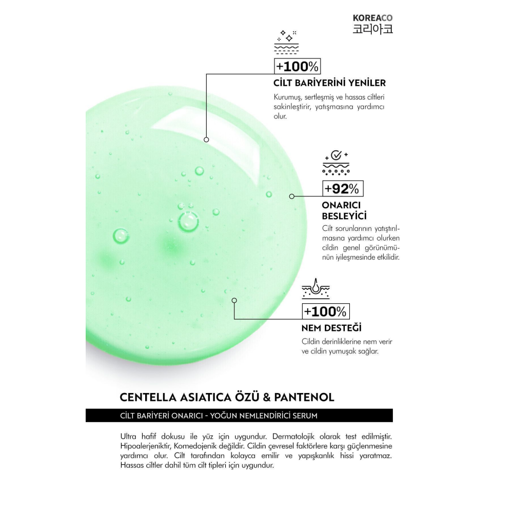 Centella & Cica & Ceramide - Onarıcı, Aydınlatıcı ,24 Saat Nemlendirme Ampoule
