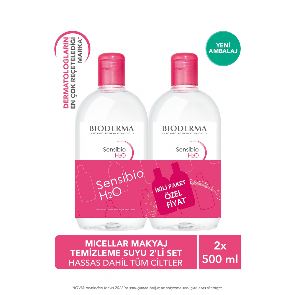 Sensibio H2O Micellar Makyaj Temizleme Suyu 2'li Set Nemlendirici Yüz ve Göz Çevresi 500 ml