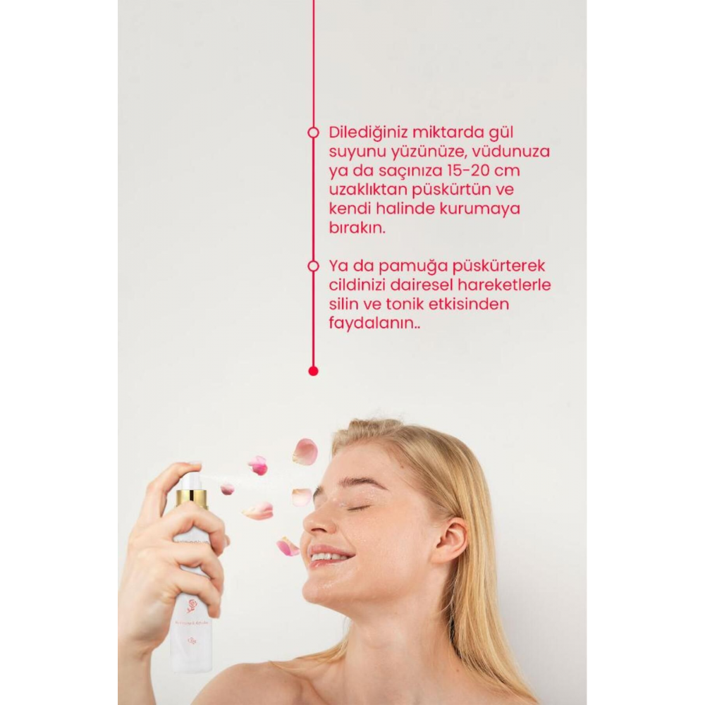 Gül Suyu Gözenek Sıkılaştırıcı Aydınlatıcı Ve Arındırıcı Tonik %100 Doğal Ve Saf 100 ml